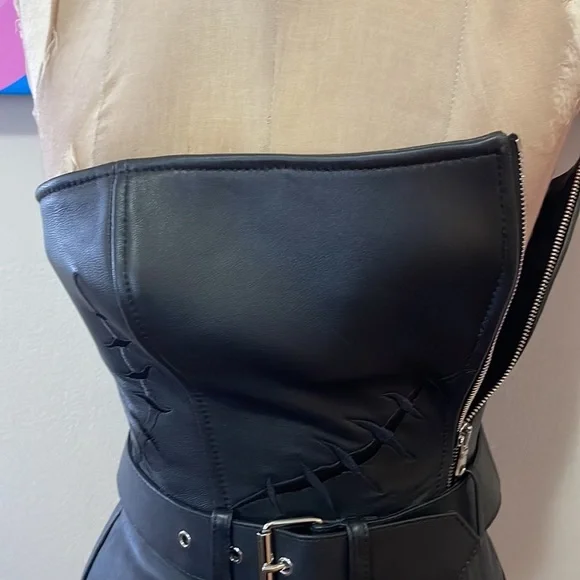 Moschino Couture Monster Black Leather Bustier Frankenstein Halloween